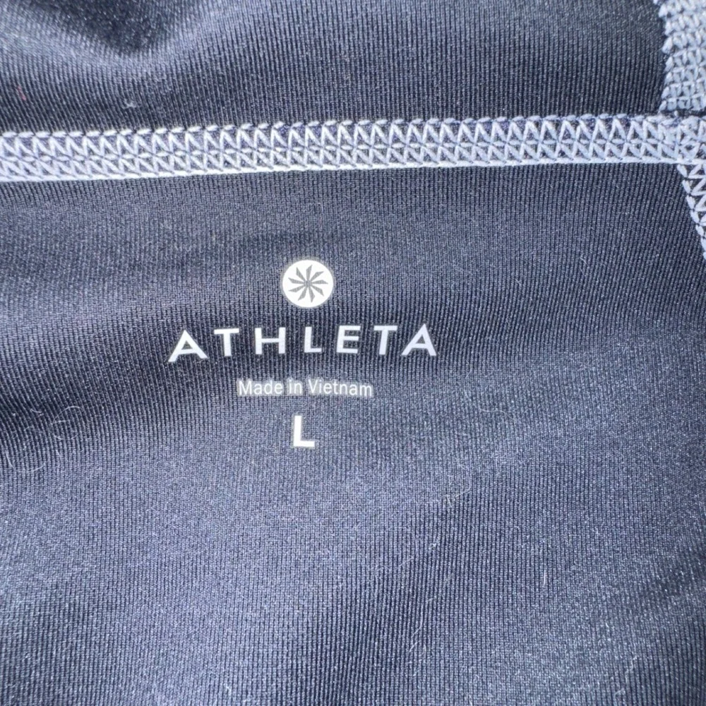 Athleta Running Wild 1/2 Zip Hooded Pullover Navy Polka Dot Athletic Women's L - Picture 3 of 8